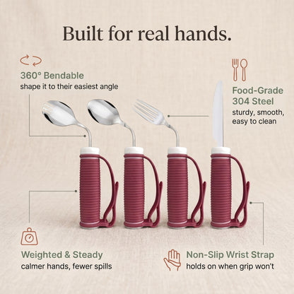 Steady Adaptive Utensils — Weighted & Bendable Dining Set (4-Piece)